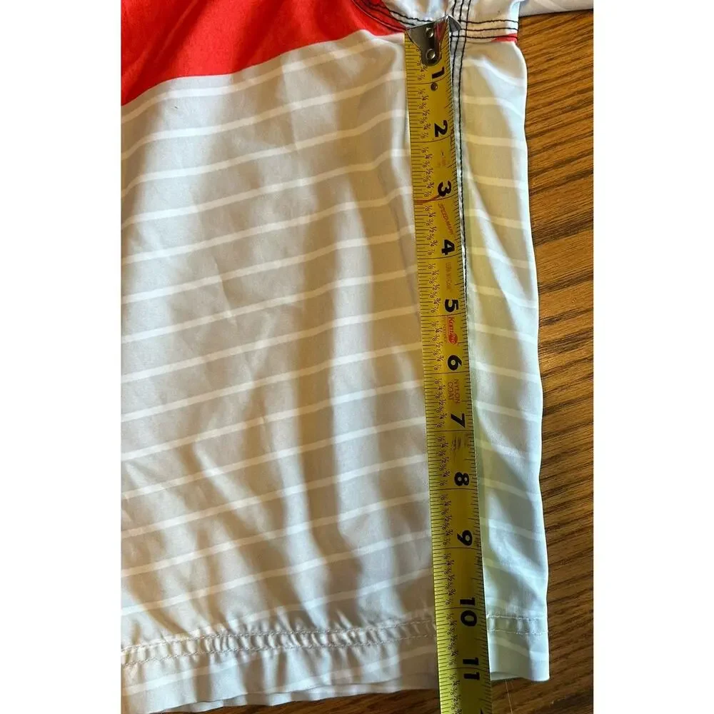 Hurley Board Shorts Men’s 34 Red Gray‎ White Stripe Swim Trunks